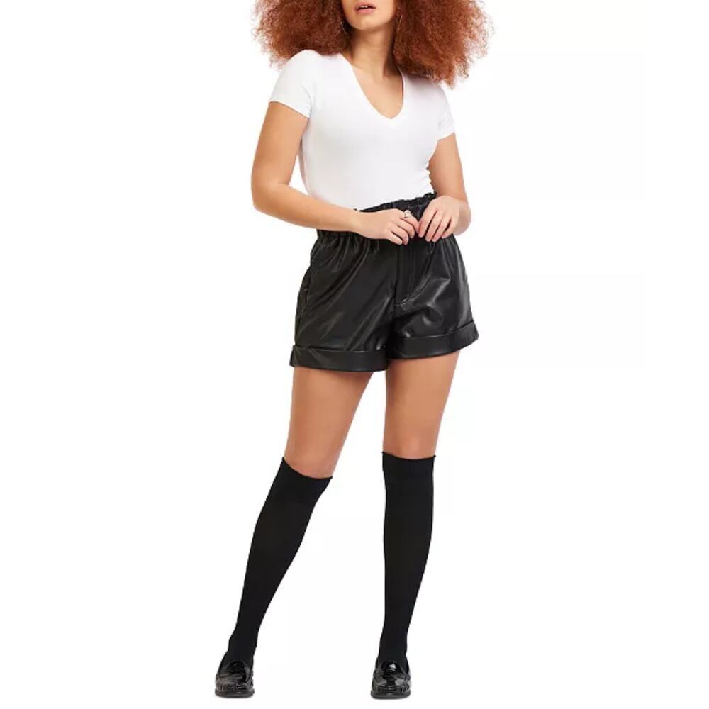 Black Tape Faux Leather high waist Black shorts Size‎ Small